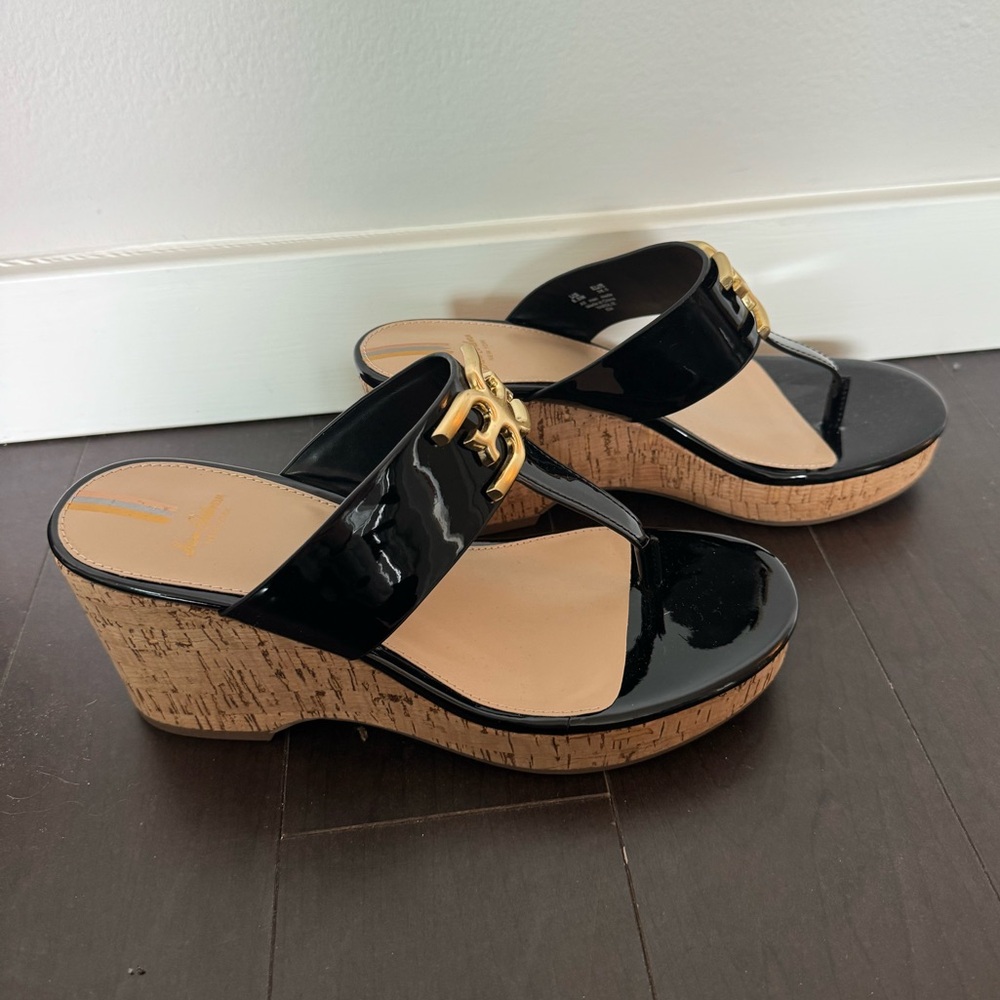 NWOT Sam Edelman Yardlie Black Wedge Sandals - Picture 5 of 5